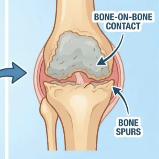 Knee osteoarthritis bone-on-bone relief and management