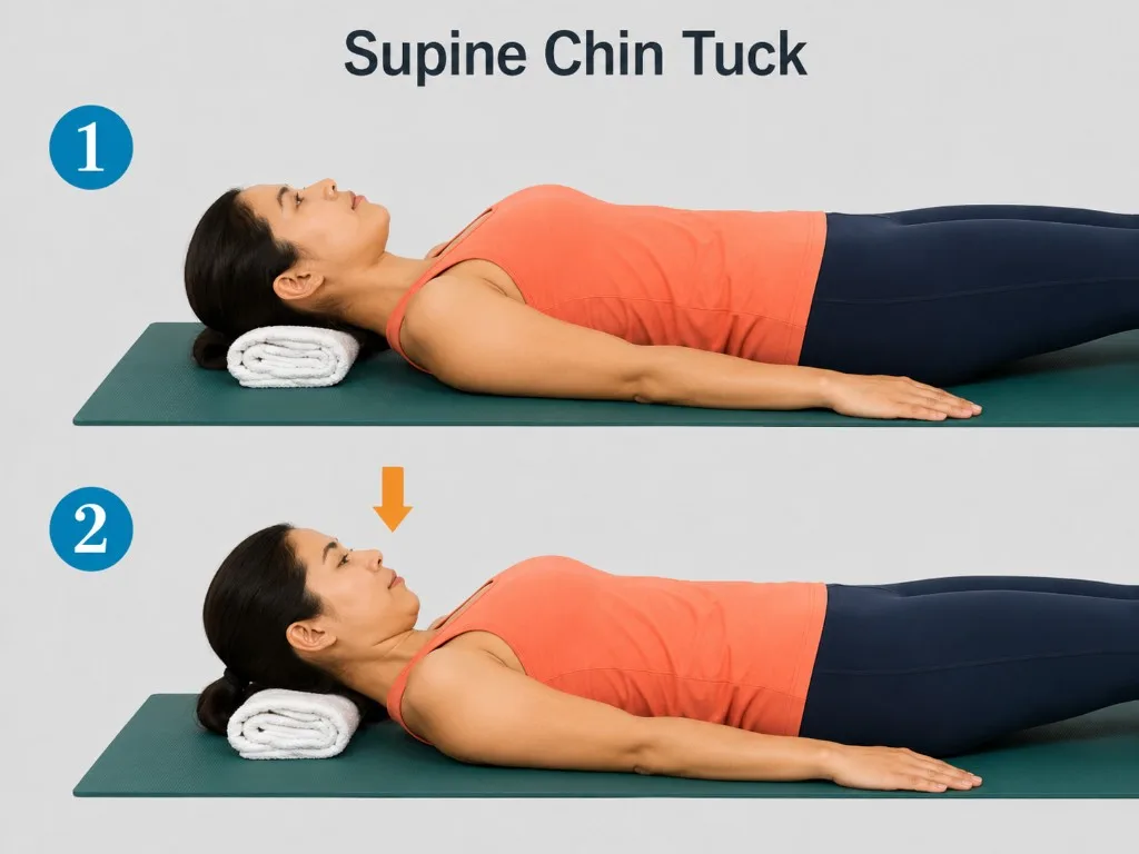 Practicing motor control and head nod mechanics in neck rehabilitation.